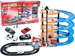 Parkolós garázs körpályával és kisautókkal