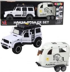terepjáró autó lószállító utánfutóval, fény- és hangeffektekkel