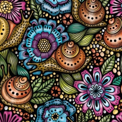 Négyzet alakú Q Life puzzle: csigák a virágokon, 72 darab