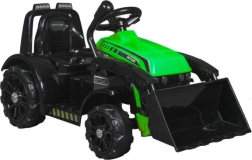 Elektromos gyerek traktor elölrakodóval és dudával – zöld