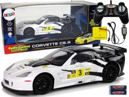 RC autó CORVETTE C6.R 1:18 fehér, világítással, 2.4 GHz