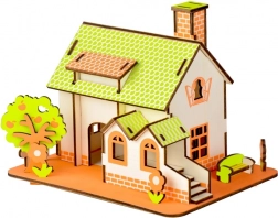 Woodcraft fa 3D puzzle zöld ház