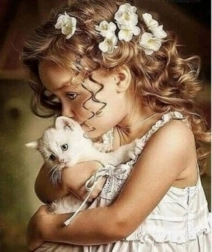 Gyémántmozaik – Lány kiscicával