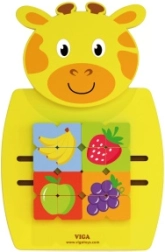 VIGA Montessori fa manipulációs tábla zsiráf alakban FSC tanúsítvánnyal