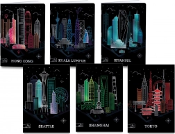 Iskolai füzet A4 Premium Metallic városok motívummal