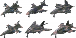 Fém-műanyag vadászgép 12 cm visszahúzós meghajtással, vegyes típusok 6 db dobozban