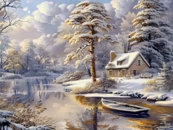 Gyémántfestés téli kunyhó