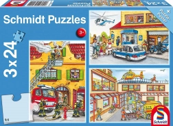 Rendőrség, tűzoltók és mentők puzzle 3x24 darab