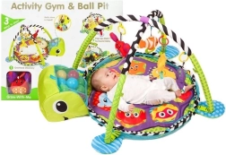 Oktató bébijátszószőnyeg teknős 3 az 1-ben medencével és labdákkal