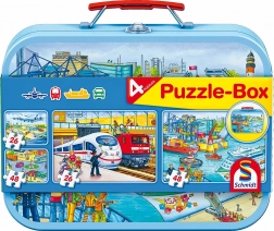 Közlekedés puzzle 4 az 1-ben fémbőröndben