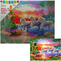 Gyémántfestés – lovak naplementében 40 × 50 cm