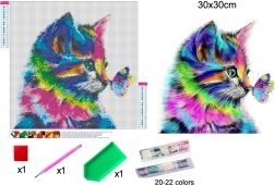 gyémántfestés kiscica 30 × 30 cm
