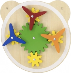 Fali fa panel fogaskerekekkel és szélforgókkal VIGA, FSC, Montessori