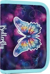 Kétszárnyas iskolai tolltartó Pillangó, üres