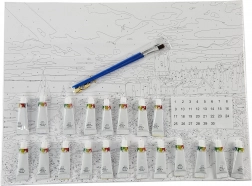 Számozott kifestő – vízesés 40 × 50 cm feszített vászonnal