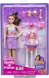 Barbie Skipper Babysitters – bébiszitter készlet etetőszékkel