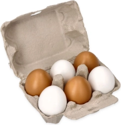 Fa tojások dobozban, 6 darab