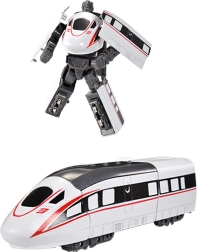 Fém robot átalakítható gyorsvonattá, fehér