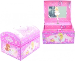 Rózsaszín zenélő ékszerdoboz balerinával és tükörrel