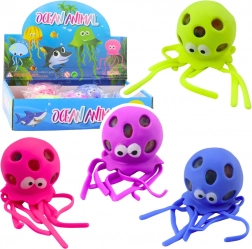 Stresszoldó polip alakú gumijáték zselés golyókkal