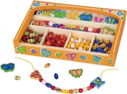 Fából készült fűzhető gyöngykészlet