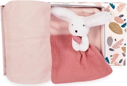 Ajándékszett Boldog Nyuszi: Pléd és Rózsaszín Ölelgető