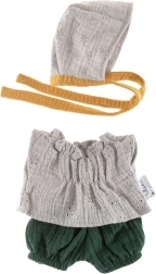 Kesztyű és sapka szett babáknak 21 cm szürke csipke