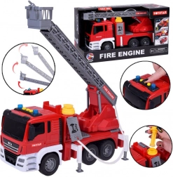 Tűzoltóautó vízpumpával, fényekkel és hangokkal, lendkerekes meghajtással