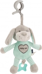 BABY MIX menta színű oktató plüssjáték klippel – kutya, zenélő