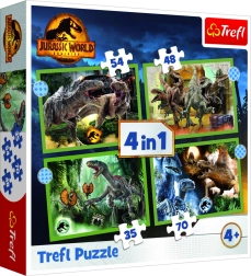 Puzzle 4 az 1-ben veszélyes dinoszauruszok Jurassic World