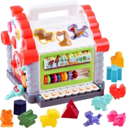 Interaktív házikó – zenélő formaválogató és állatkák 18+ hónapos gyerekeknek