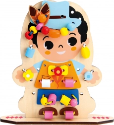 Bino szórakoztató öltöztetés – fa fűzős játék gyerekeknek