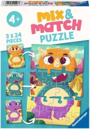 RAVENSBURGER puzzle Mix & Match: aranyos dinoszauruszok 3×24 darab