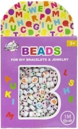 Gyöngykészlet fehér betűk + 1 méter zsinór