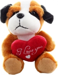 Plüss kutyus szívecskével 14 cm