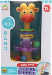 Pörgettyű golyókkal – zsiráf alakú interaktív forgó játék 12 hónapos kortól