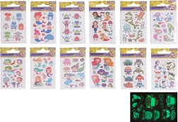 Sötétben világító tetoválásmatricák – vegyes motívumok, 10,5 × 6 cm