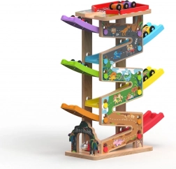 Nagy fa versenypálya 6 rámpával gyerekeknek