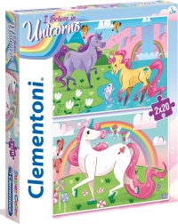 CLEMENTONI puzzle – Hiszek az unikornisokban, 2×20 darabos