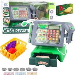 Gyermek pénztárgép kiegészítőkkel, fény- és hangeffektekkel – zöld