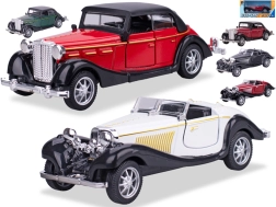 Fém történelmi autó modell 1:36 visszahúzós meghajtással, 11,5 cm
