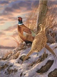 Gyémántfestés fácánok télen 30 × 40 cm