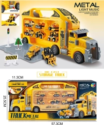 Bőrönd teherautó 6 fém járművel, fénnyel és hanggal