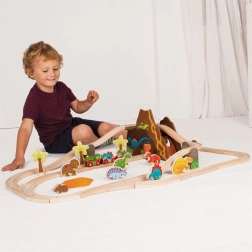 Fa dinoszauruszos vasút BIGJIGS RAIL, 49 darab