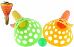 Műanyag Catch Ball játék – 2 kosár és 3 labda, 19 cm hálóban