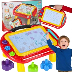 Mágneses rajztábla 2 az 1-ben znikopisszel, asztalkával és pecsétekkel