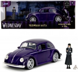 fém autómodell 1972 vw beetle 1:24 wednesday addams figurával