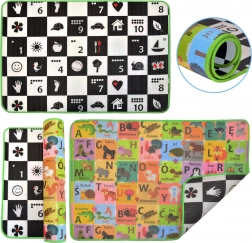 Humbi habszivacs kétoldalas oktató szőnyeg sakktábla 3 az 1-ben lengyel ábécé és számok 150 × 100 × 1 cm