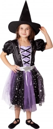 Gyermek boszorkány jelmez fekete–lila M