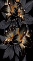 Gyémántszemes festés liliom fekete–arany 80 × 40 cm